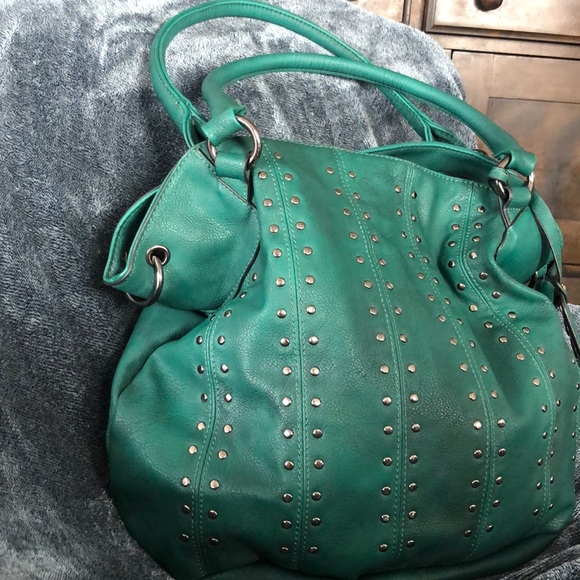 Emerald Green Studded Large Bag - Picture 3 of 4